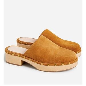 J. CREW Dakota Suede Wood Sole Slip On Western Clogs Mules \\ 7.5
